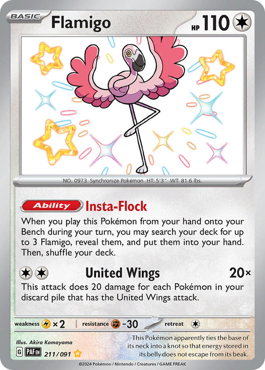 Flamigo | Paldean Fates | Scarlet & Violet | 211/91 | New Mint | Shiny Rare