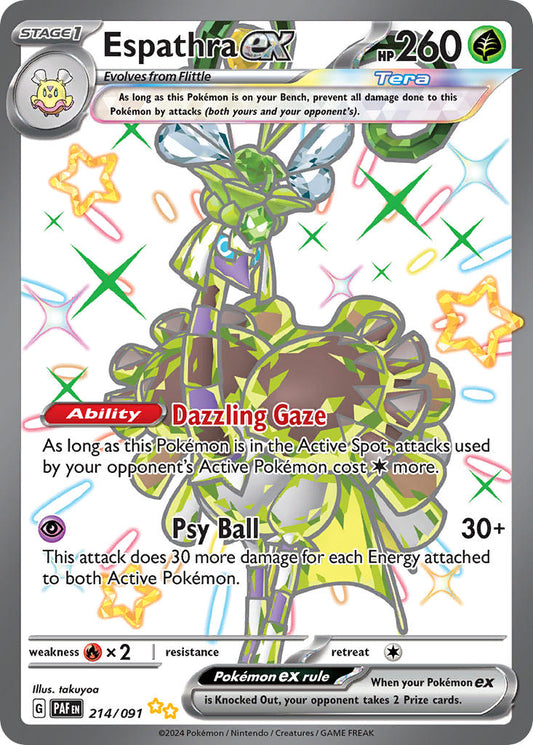 Espathra ex | Paldean Fates | Scarlet & Violet | 214/91 | New Mint | Shiny Ultra Rare