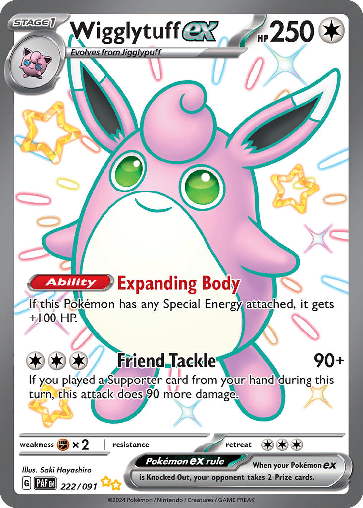 Wigglytuff ex | Paldean Fates | Scarlet & Violet | 222/91 | New Mint | Shiny Ultra Rare