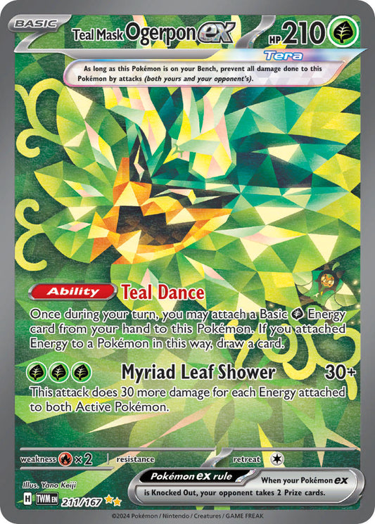 Teal Mask Ogerpon ex | Twilight Masquerade | Scarlet & Violet | 211/167 | New Mint | Special Illustration Rare