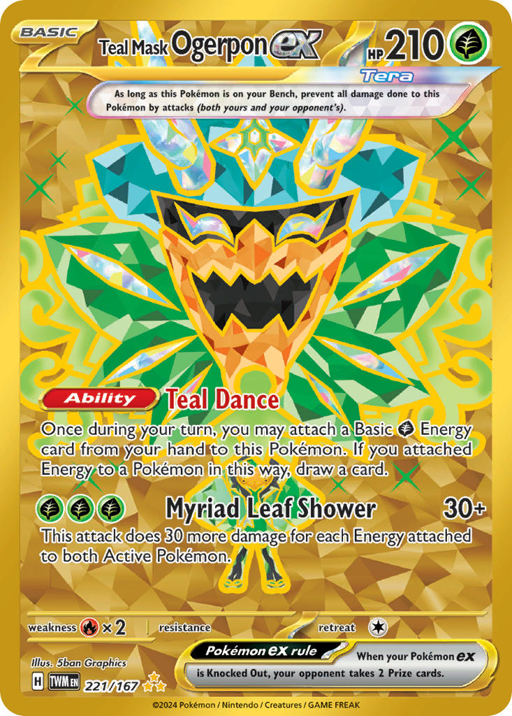 Teal Mask Ogerpon ex | Twilight Masquerade | Scarlet & Violet | 221/167 | New Mint | Hyper Rare