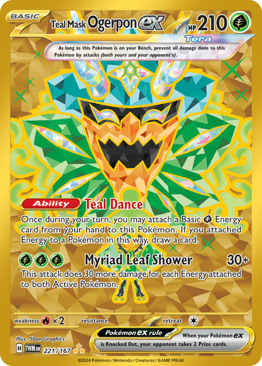 Teal Mask Ogerpon ex | Twilight Masquerade | Scarlet & Violet | 221/167 | New Mint | Hyper Rare