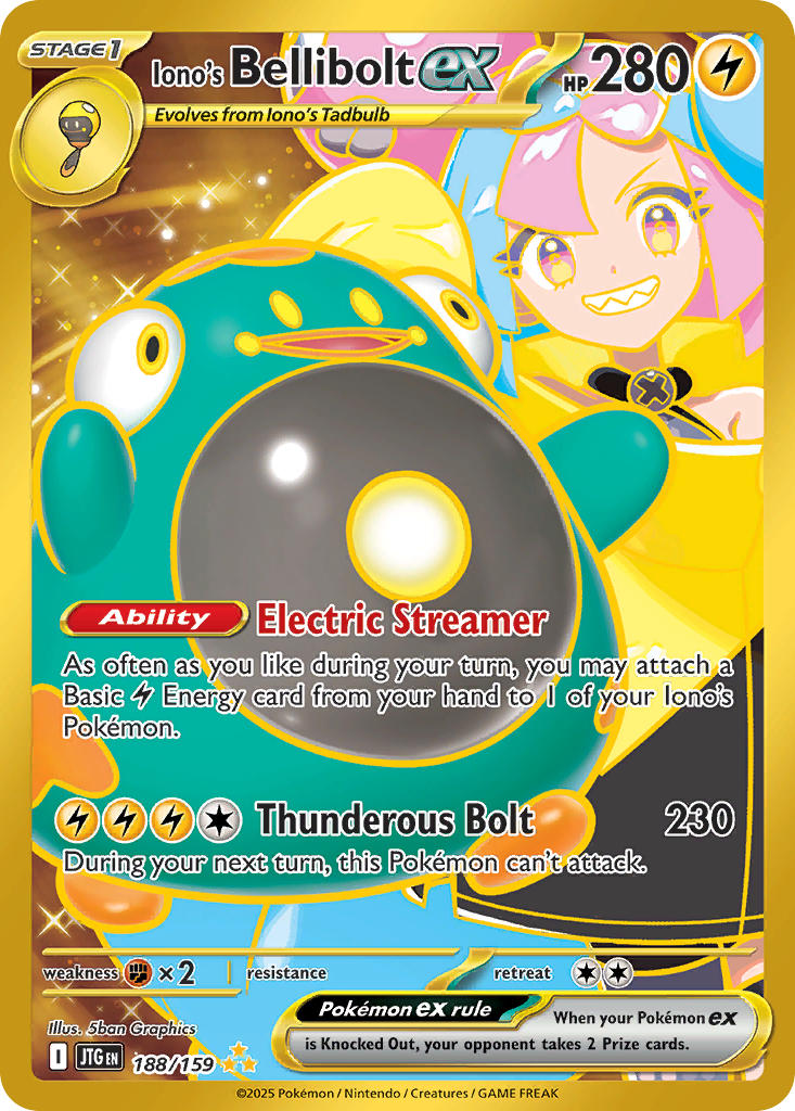 Iono’s Bellibolt ex | Journey Together | Scarlet & Violet | 188/159 | New Mint | Hyper Rare