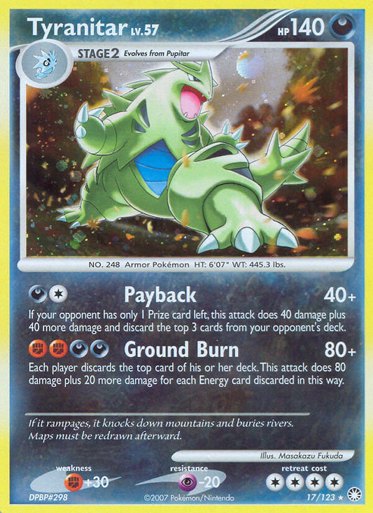 Tyranitar | Mysterious Treasures | Diamond & Pearl | 17/123 | New Mint | Rare Holo