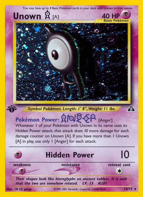 Unown A | Neo Discovery | Neo | 14/75 | New Mint | Rare Holo