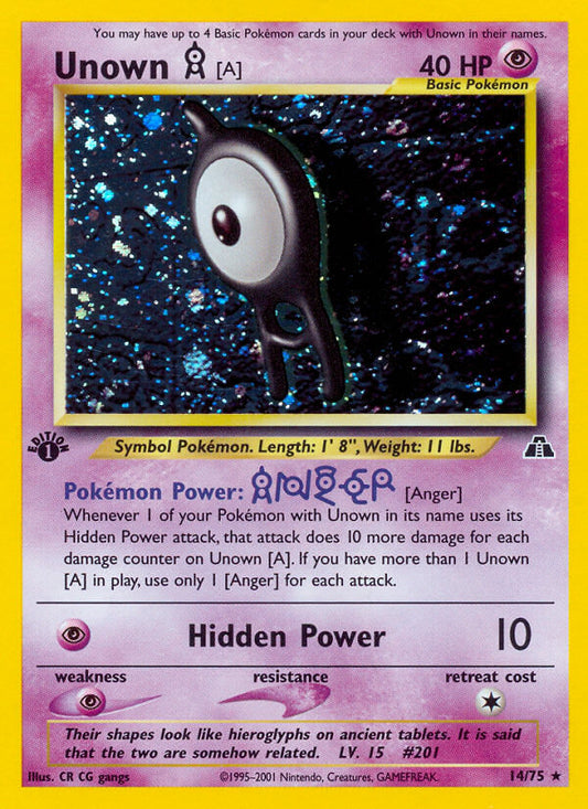 Unown A | Neo Discovery | Neo | 14/75 | New Mint | Rare Holo