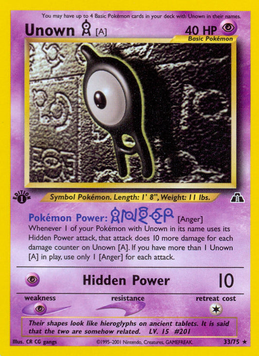 Unown A | Neo Discovery | Neo | 33/75 | New Mint | Rare