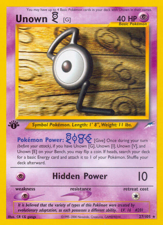 Unown G | Neo Destiny | Neo | 27/105 | New Mint | Rare
