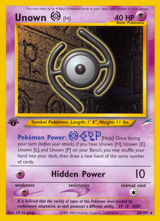 Unown H | Neo Destiny | Neo | 28/105 | New Mint | Rare