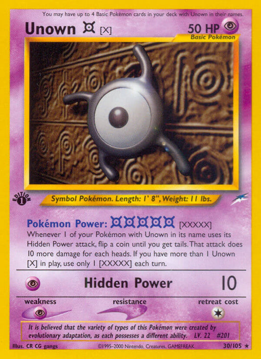Unown X | Neo Destiny | Neo | 30/105 | New Mint | Rare