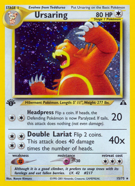 Ursaring | Neo Discovery | Neo | 15/75 | New Mint | Rare Holo