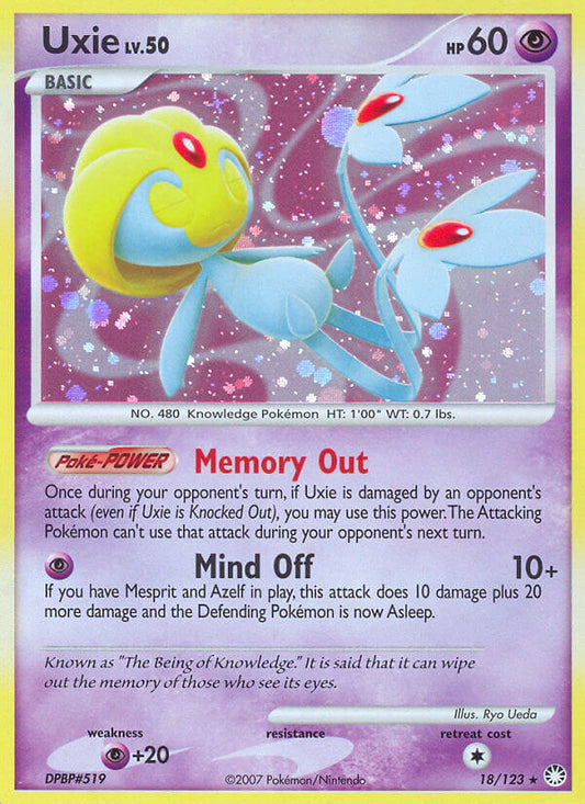 Uxie | Mysterious Treasures | Diamond & Pearl | 18/123 | New Mint | Rare Holo