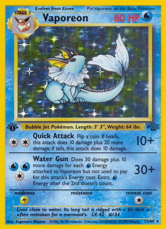 Vaporeon | Jungle | Classic | 12/64 | New Mint | Rare Holo