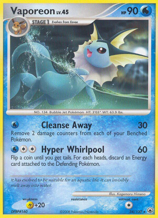 Vaporeon | Majestic Dawn | Diamond & Pearl | 34/100 | New Mint | Rare