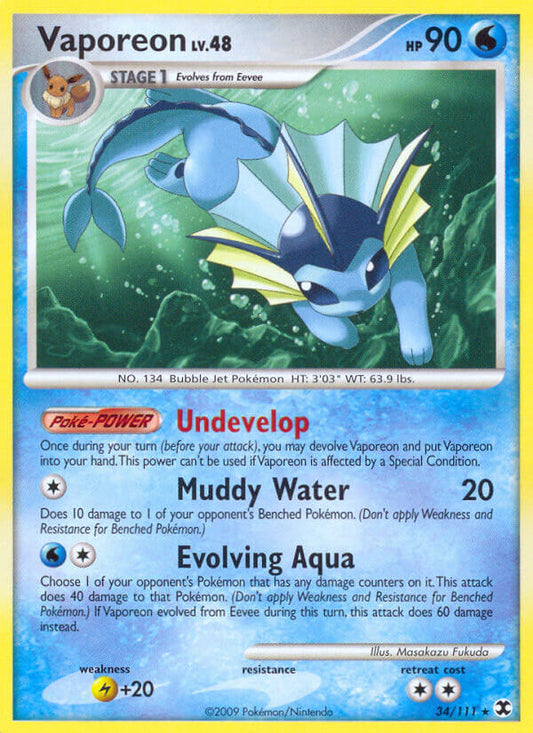 Vaporeon | Rising Rivals | Platinum | 34/111 | New Mint | Rare