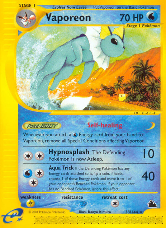 Vaporeon | Skyridge | E-Card | 33/144 | New Mint | Rare