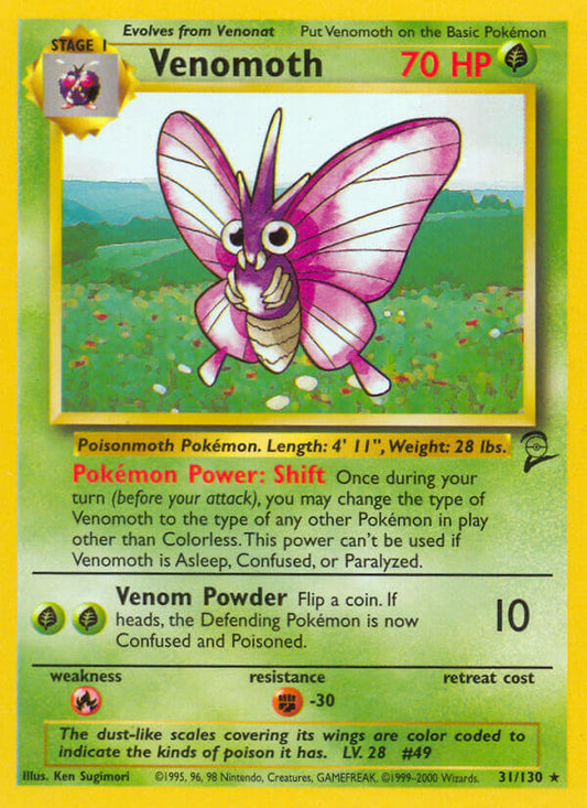 Venomoth | Base Set 2 | Classic | 31/130 | New Mint | Rare