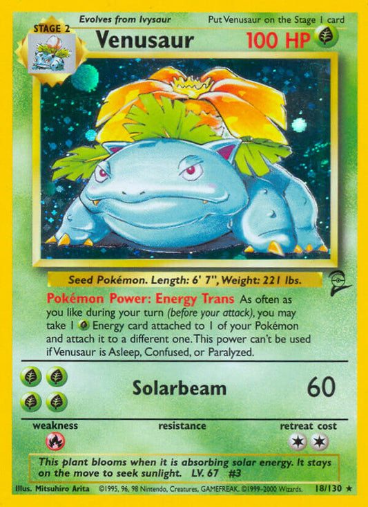 Venusaur | Base Set 2 | Classic | 18/130 | New Mint | Rare Holo