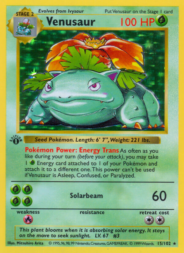 Venusaur | Base Set | Classic | 15/102 | New Mint | Rare Holo