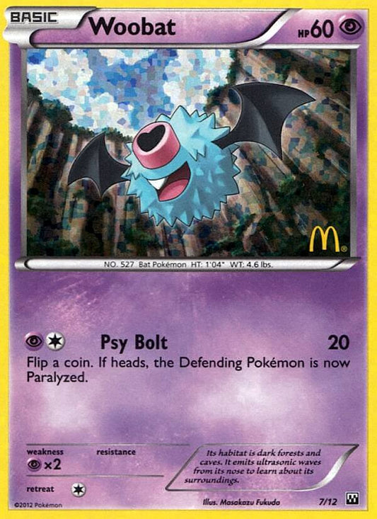 Woobat | McDonald's Collection 2012 | Black & White | 7/12 | New Mint | No Rarity