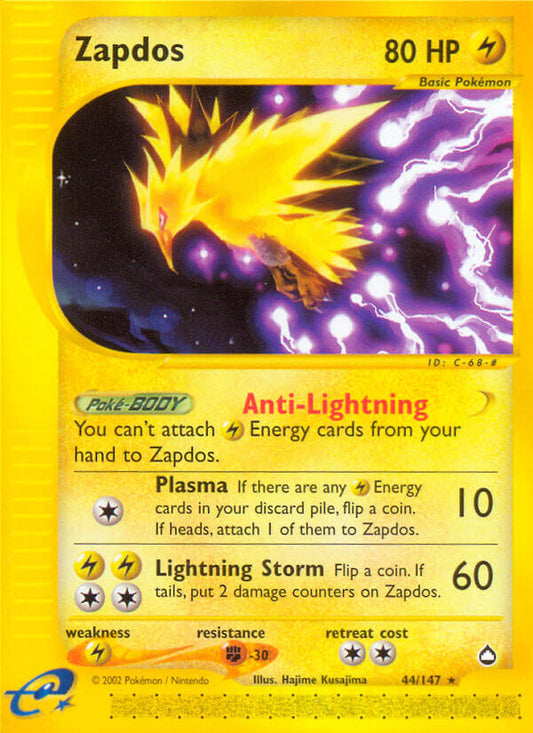 Zapdos | Aquapolis | E-Card | 44/147 | New Mint | Rare